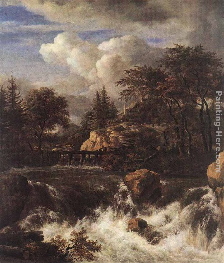 Waterfall in a Rocky Landscape painting - Jacob van Ruisdael Waterfall in a Rocky Landscape art painting
